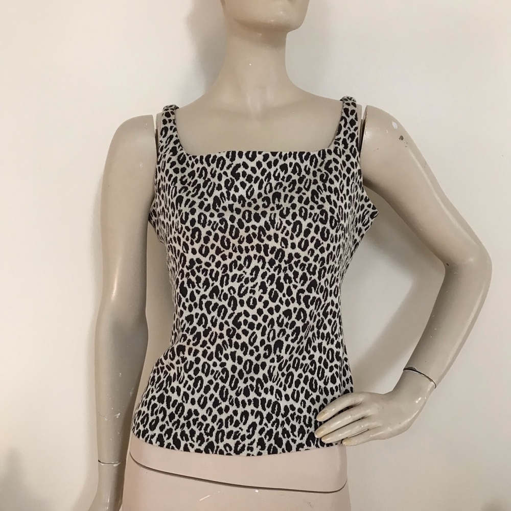 Spiegel Acrylic Knit Fitted Cami Leopard Print Top